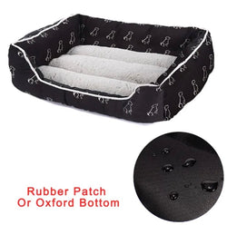 Super Comfy Fleece Lined Bed - Black Square/Oval 2