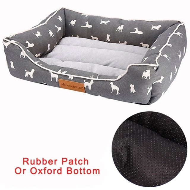 Super Comfy Fleece Lined Bed - Grey Square/Oval