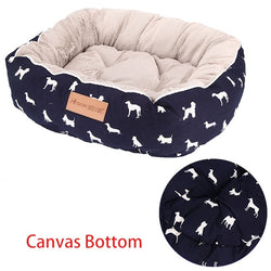 Super Comfy Fleece lined Dog Bed - Navy Square/Oval